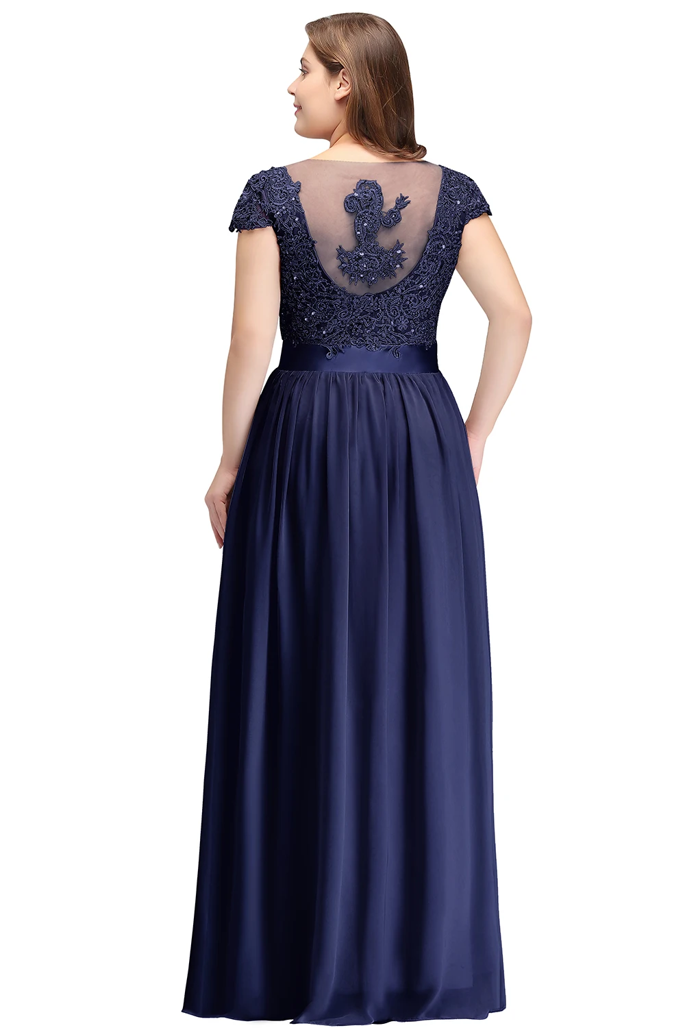 Elegant Beading Pearls Bodice Chiffon V Neck A Line Long Bridesmaid Dress