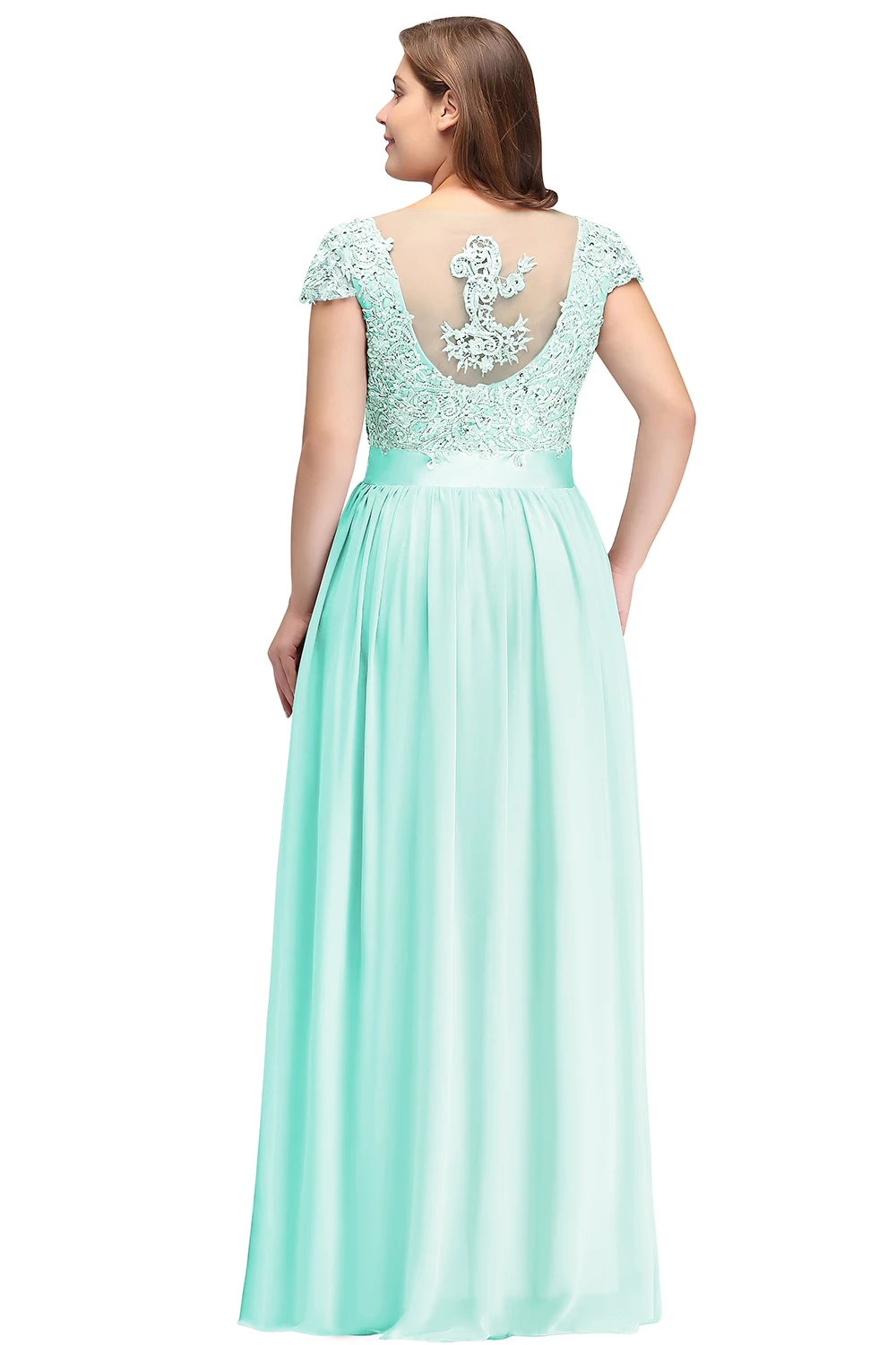 Elegant Beading Pearls Bodice Chiffon V Neck A Line Long Bridesmaid Dress