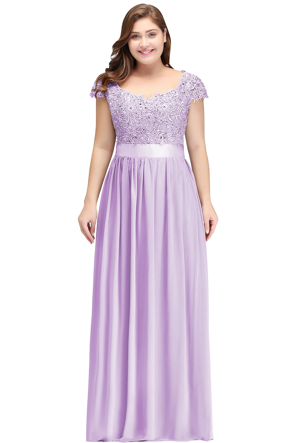 Elegant Beading Pearls Bodice Chiffon V Neck A Line Long Bridesmaid Dress