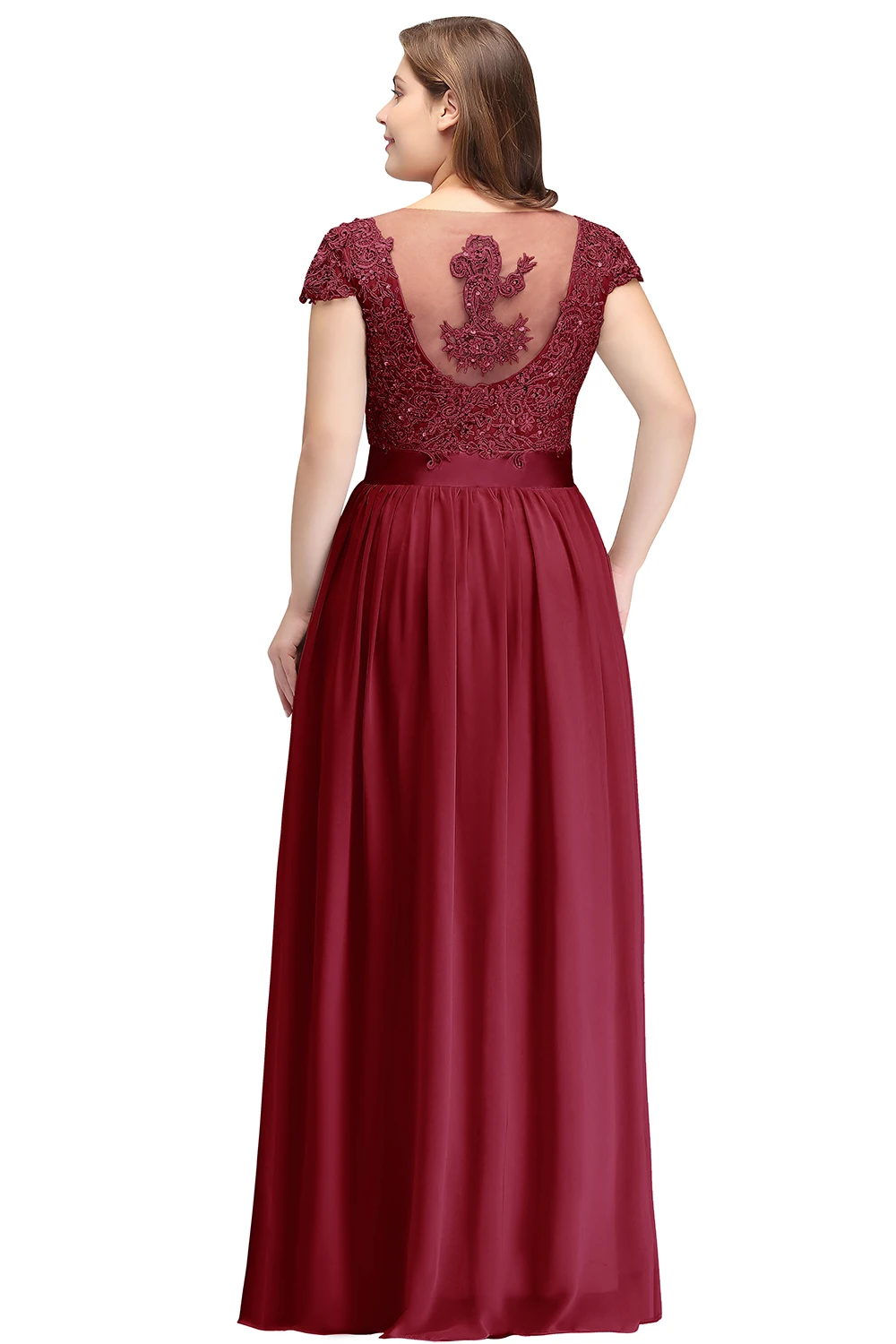 Elegant Beading Pearls Bodice Chiffon V Neck A Line Long Bridesmaid Dress