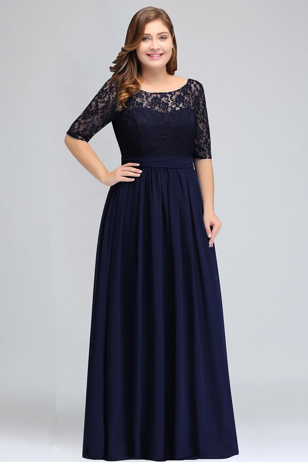 Elegant Lace Chiffon Long Bridesmaid Dress
