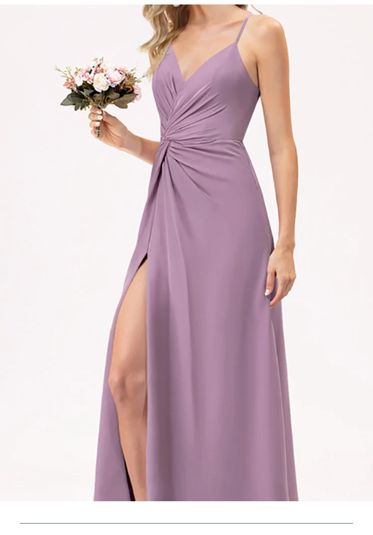 Elegant Chiffon V-Neck Long Bridesmaid Dress