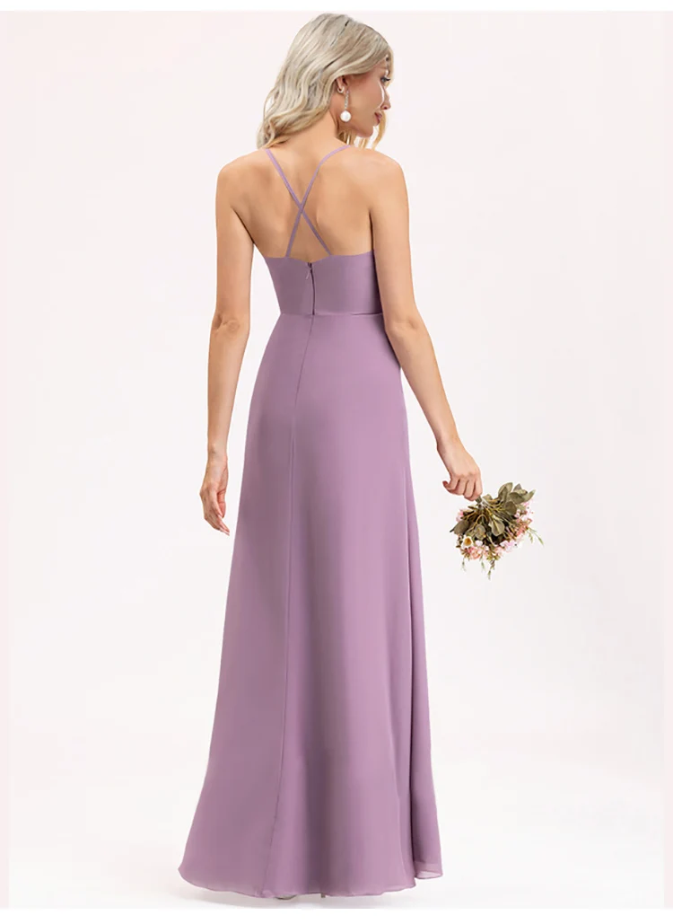 Elegant Chiffon V-Neck Long Bridesmaid Dress