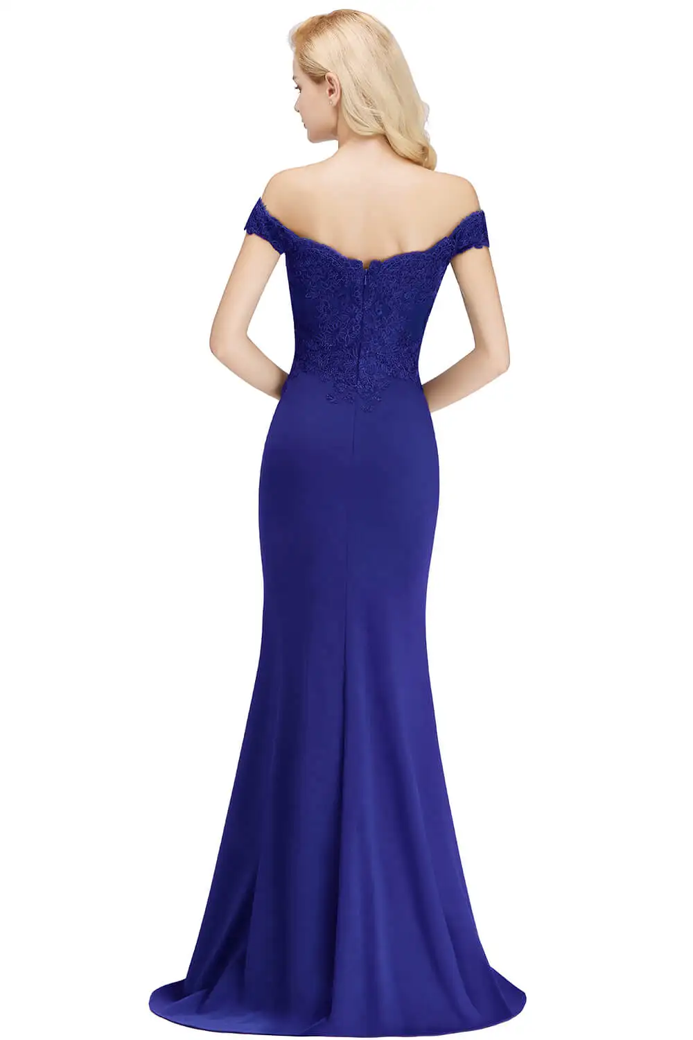 Embroidered Illusion Lace Off-The-Shoulder Neckline Draped Banded Sleeves Mermaid Bridesmaid Dress