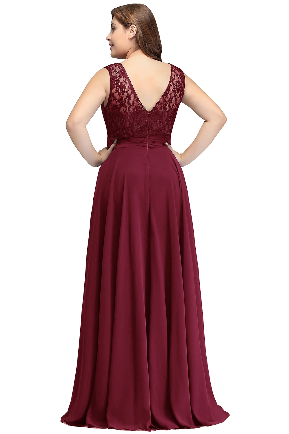 Elegant Long V-Back Sleeveless A-Line Bridesmaid Dress