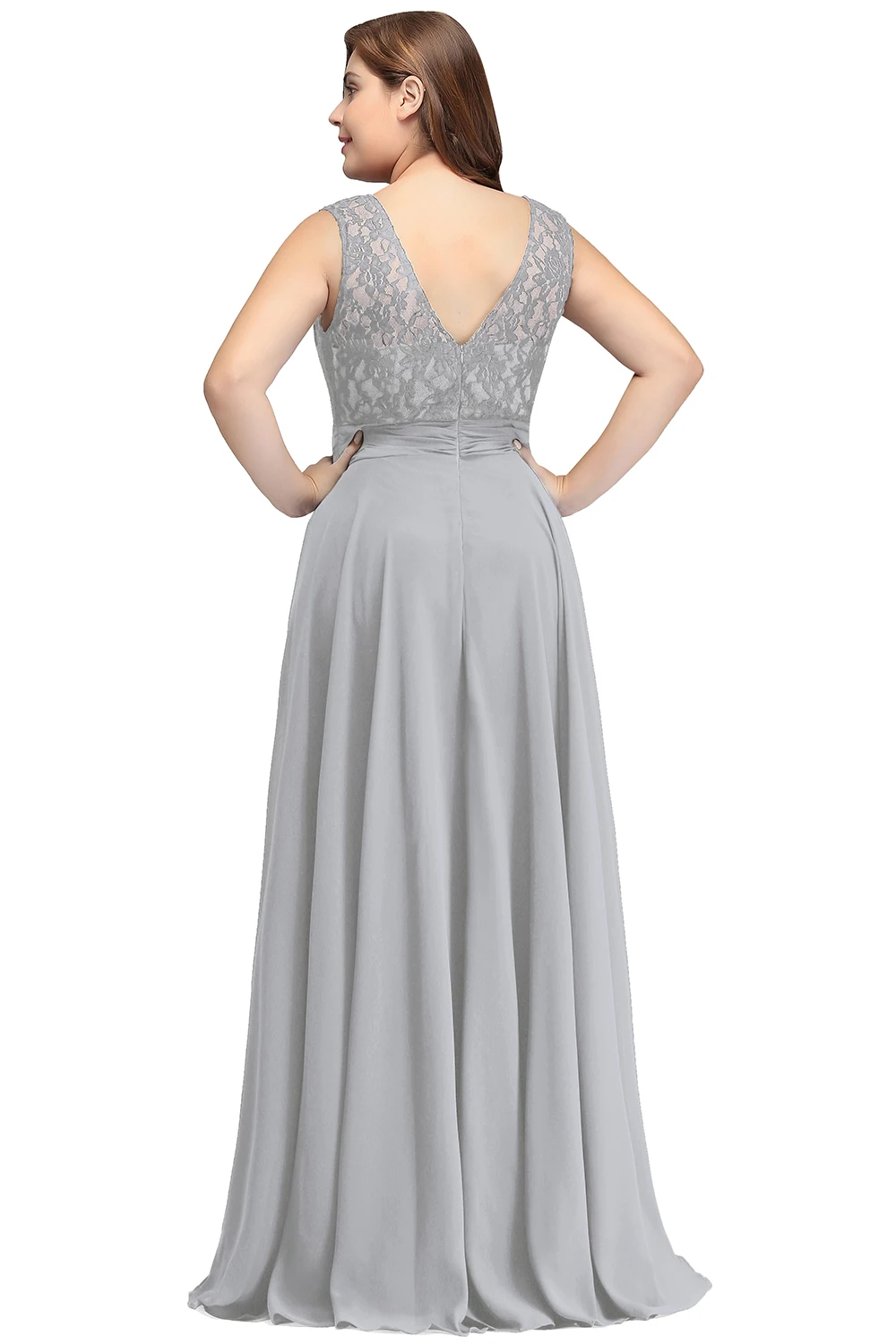 Elegant Long V-Back Sleeveless A-Line Bridesmaid Dress