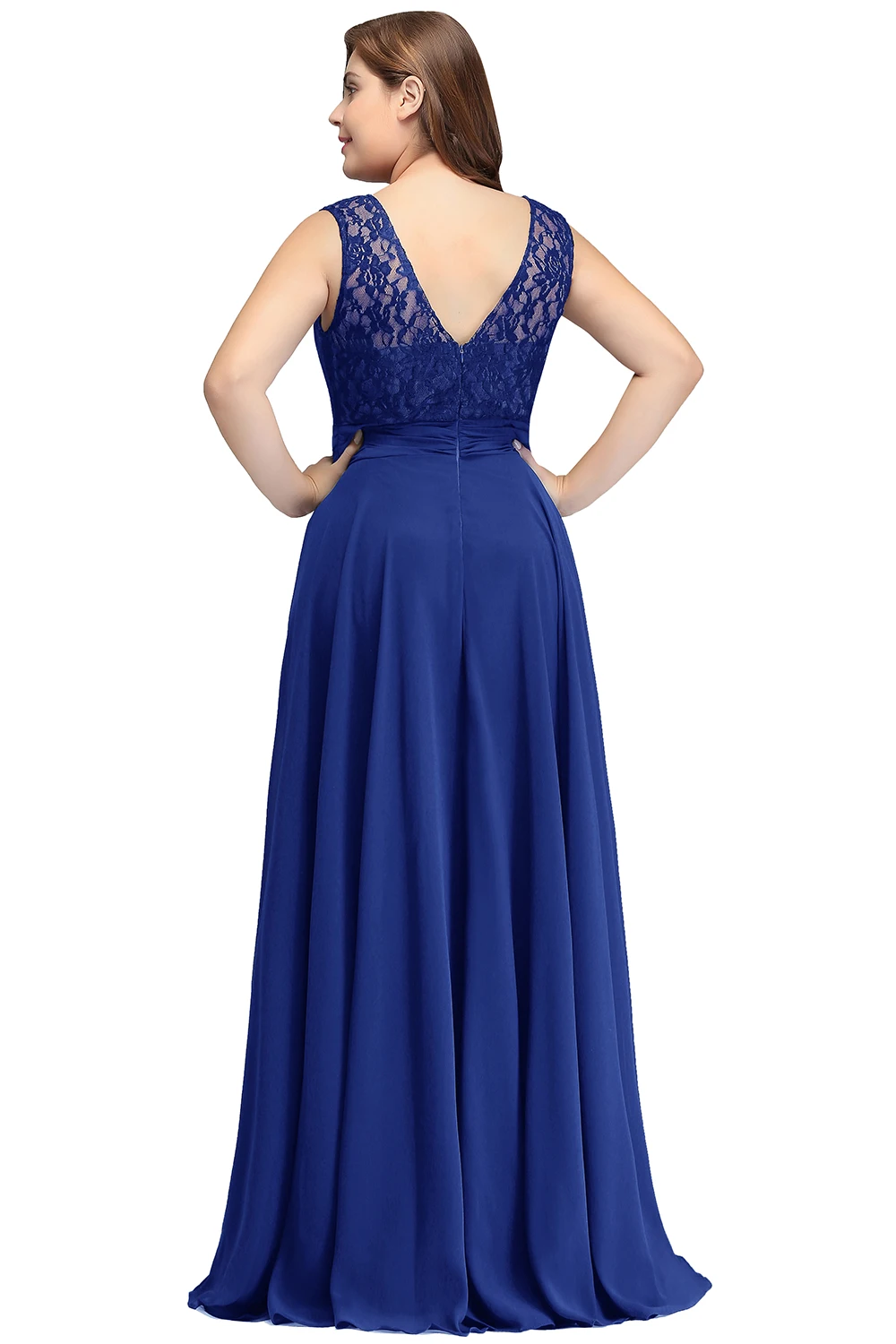 Elegant Long V-Back Sleeveless A-Line Bridesmaid Dress