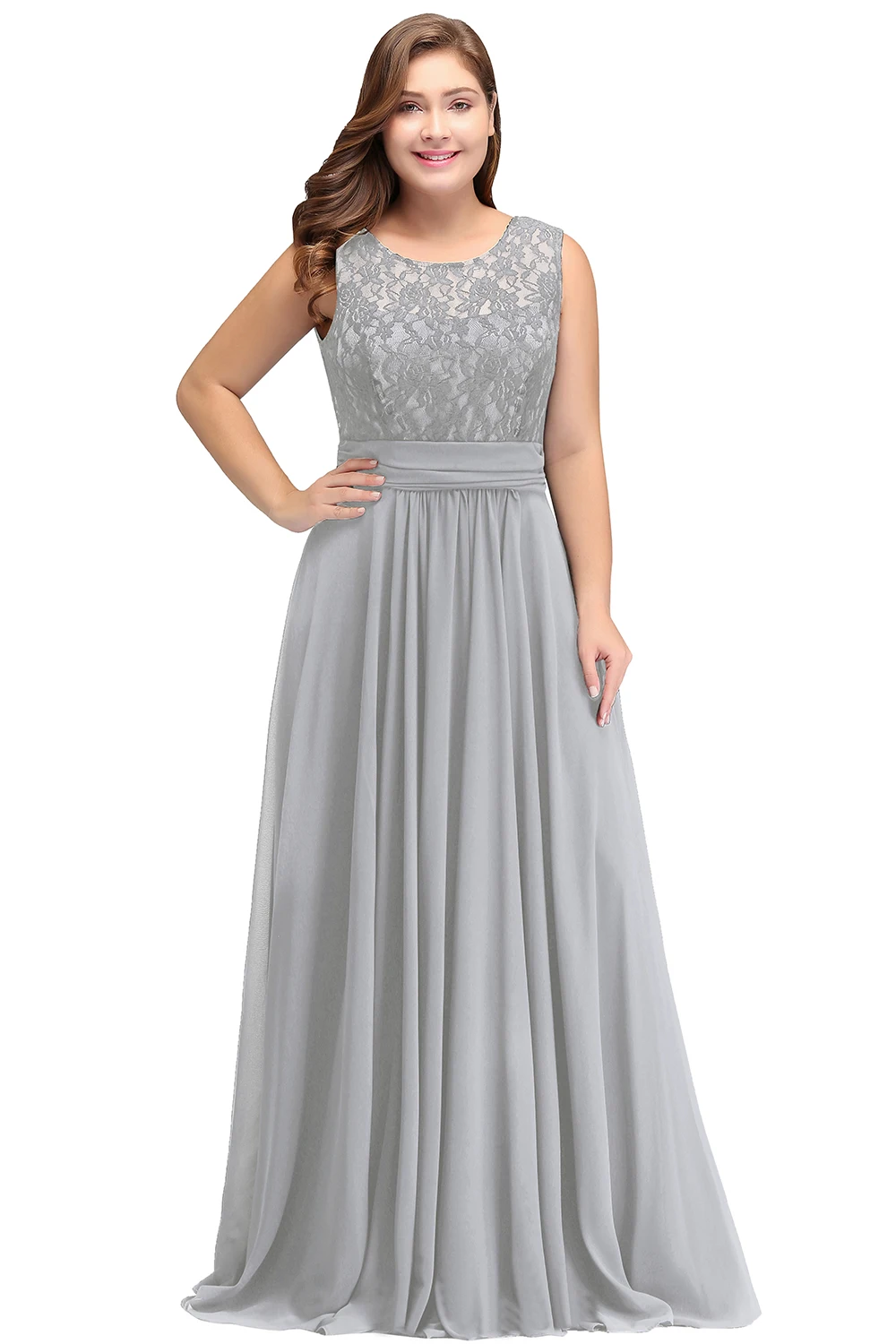 Elegant Long V-Back Sleeveless A-Line Bridesmaid Dress