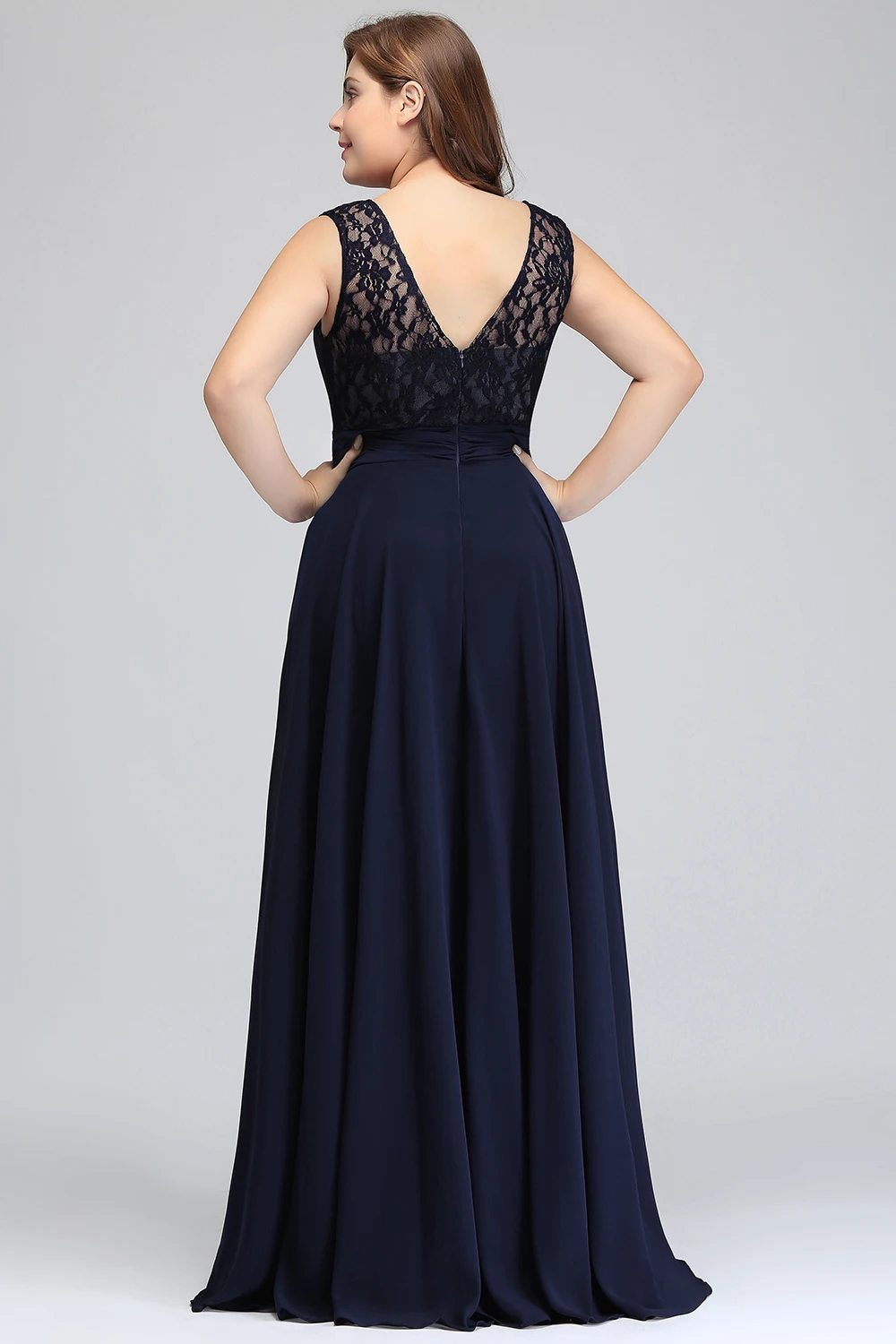 Elegant Long V-Back Sleeveless A-Line Bridesmaid Dress