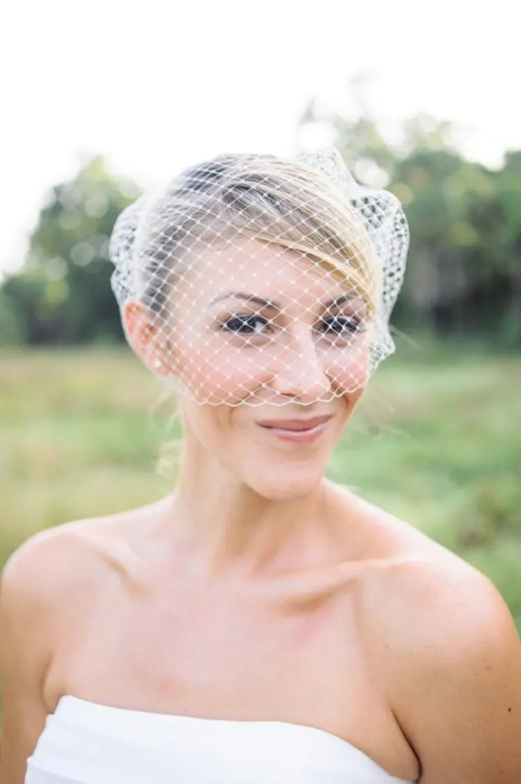 Bridal Birdcage Pearls Comb Veil