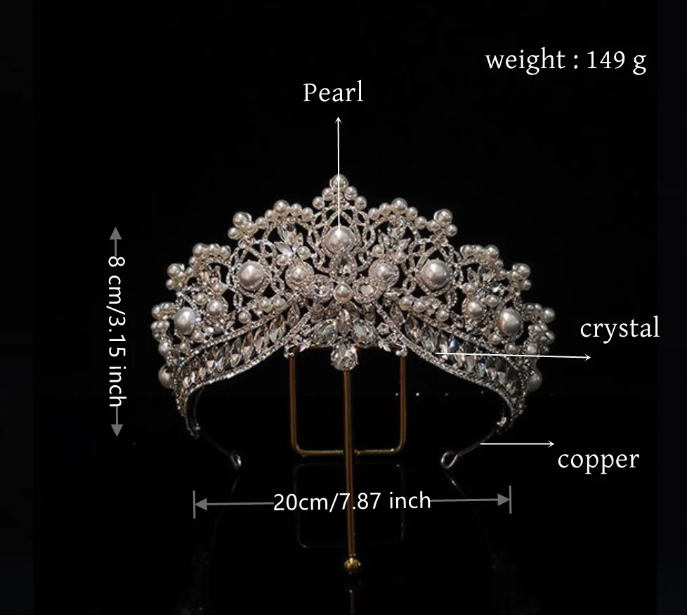 Crystal Pearl Bridal Tiara Hair Jewelry