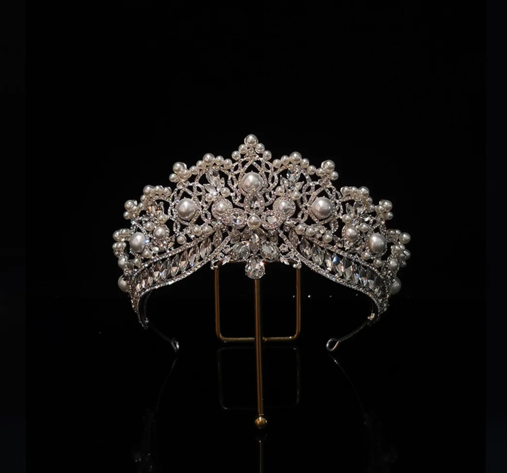 Crystal Pearl Bridal Tiara Hair Jewelry