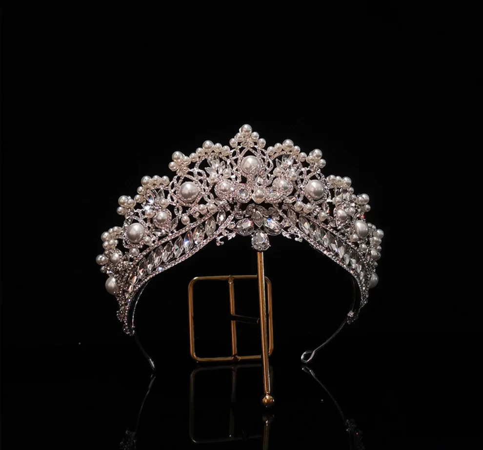 Crystal Pearl Bridal Tiara Hair Jewelry