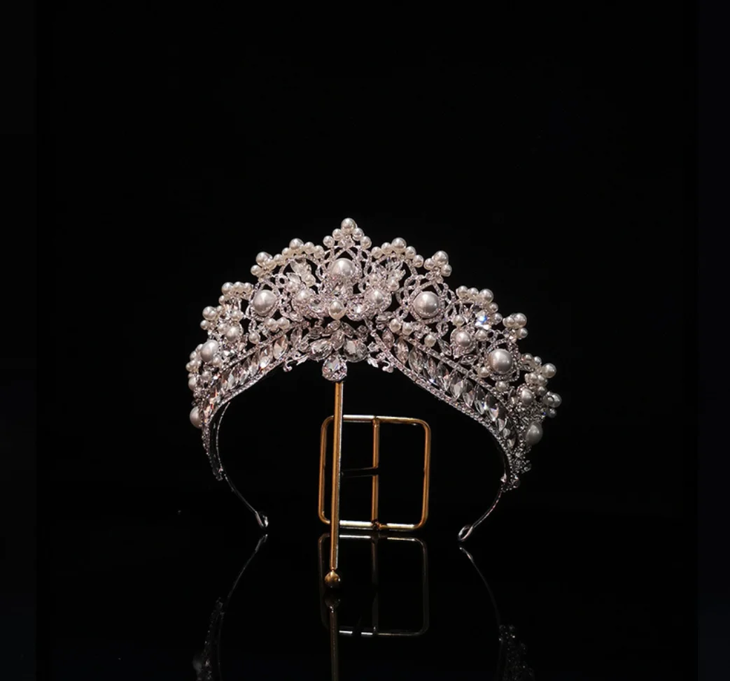 Crystal Pearl Bridal Tiara Hair Jewelry