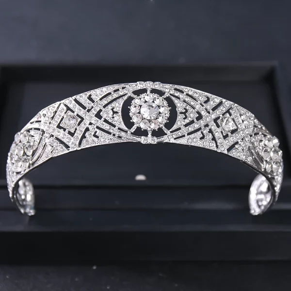 Vintage Baroque Crystal Silver Crown Tiara Diadem Bride Wedding Hair Accessories