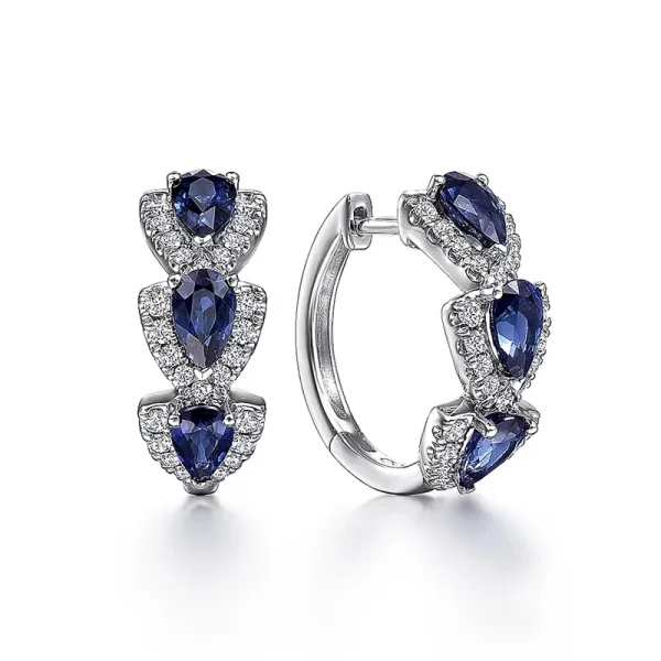 Blue Cubic Zirconia Hoop Earrings Wedding Jewelry