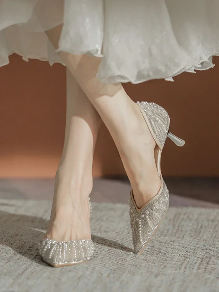 Crystal Cinderella Rhinestone 6CM Pointed Toe Bride Wedding Shoes