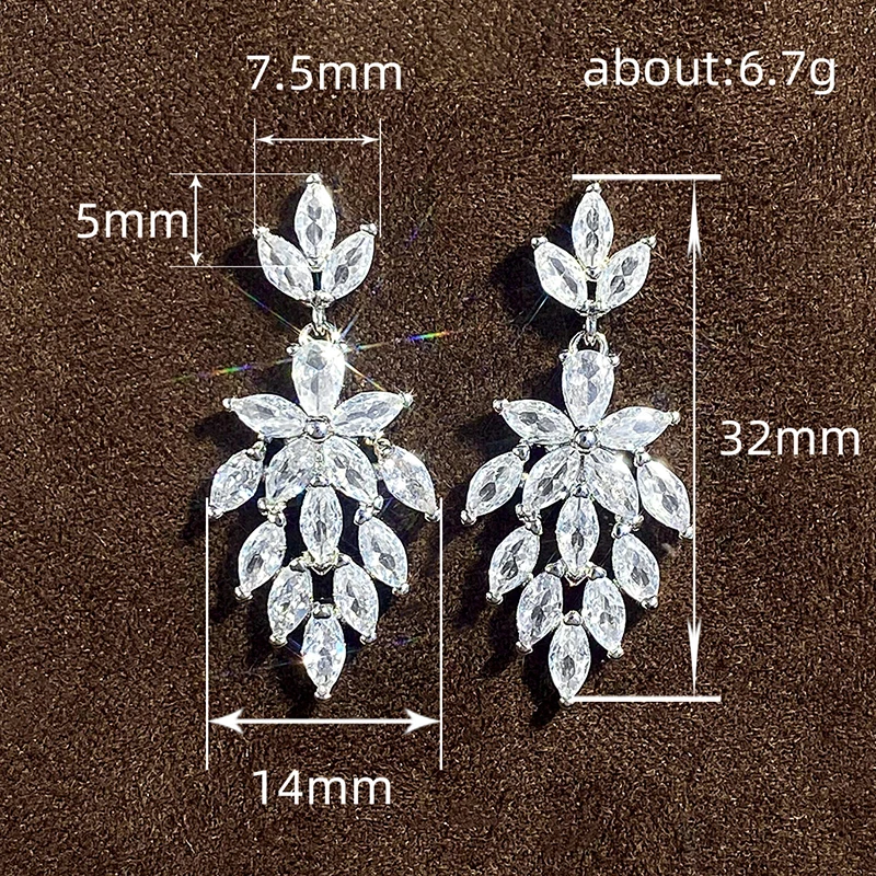 Crystal Cubic Zirconia Dangle Earrings Bridal Wedding Jewelry