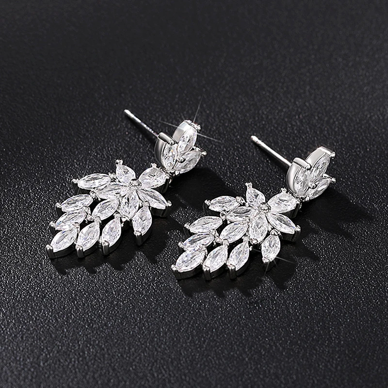 Crystal Cubic Zirconia Dangle Earrings Bridal Wedding Jewelry