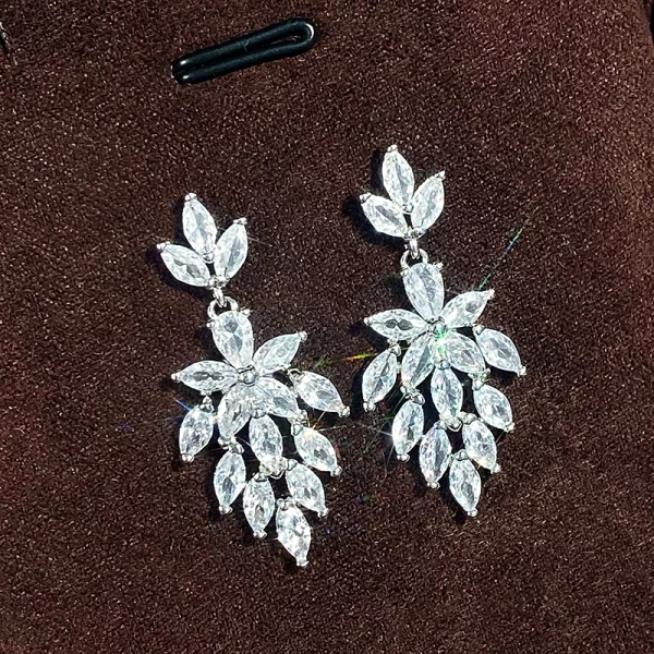 Crystal Cubic Zirconia Dangle Earrings Bridal Wedding Jewelry