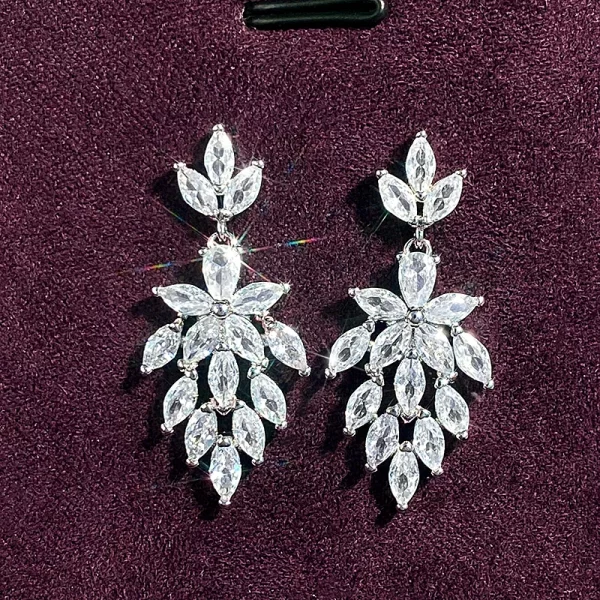 Crystal Cubic Zirconia Dangle Earrings Bridal Wedding Jewelry