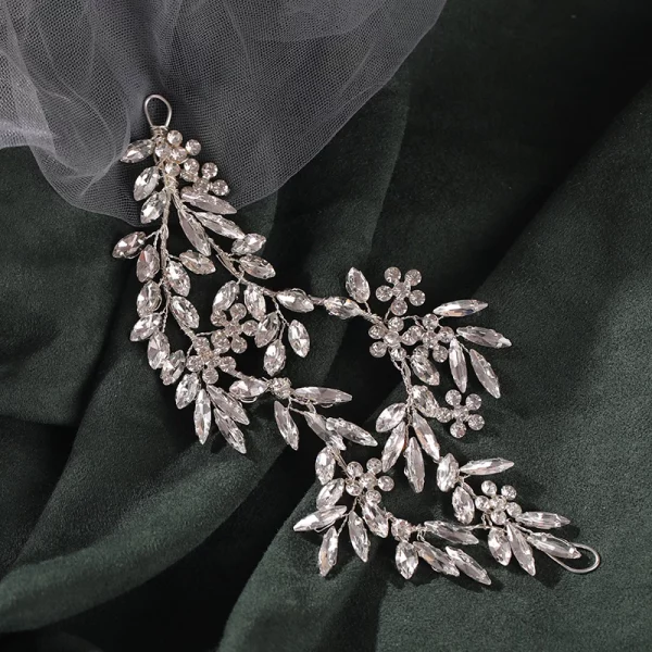 Silver Headband Crystal Flower Bridal Wedding Hair Jewelry