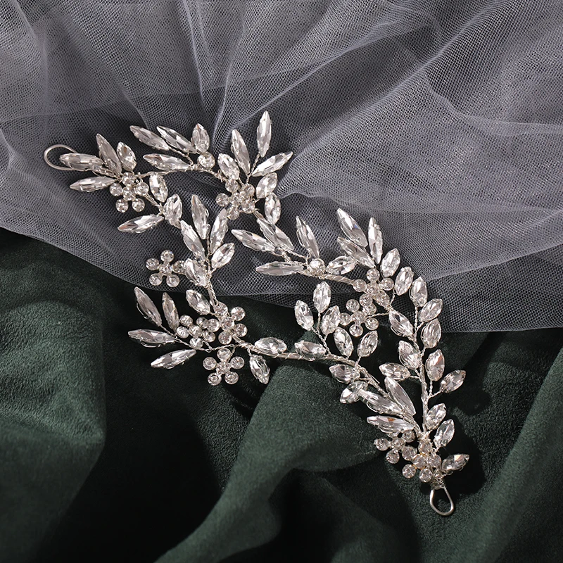 Silver Headband Crystal Flower Bridal Wedding Hair Jewelry