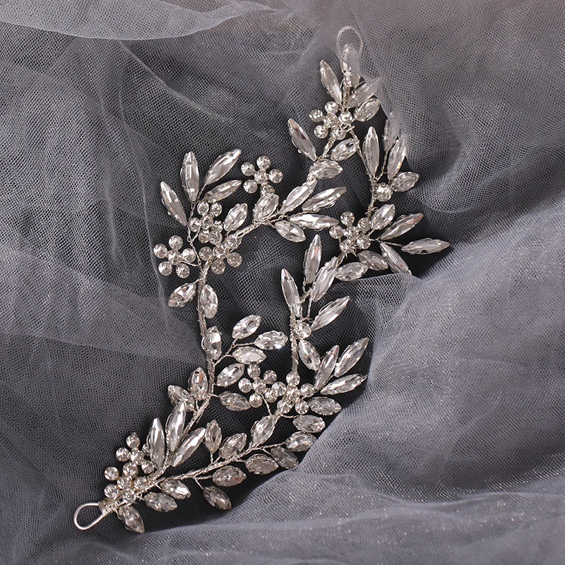 Silver Headband Crystal Flower Bridal Wedding Hair Jewelry