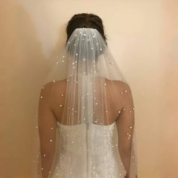 Pearls 1 Tier Soft Beaded 3M Cathedral Length Veil