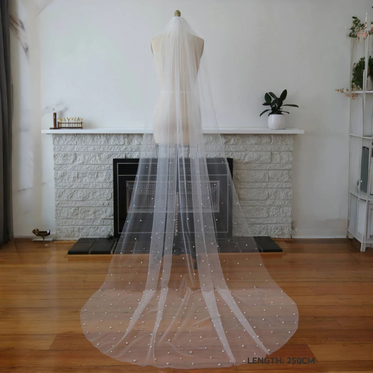 Pearls 1 Tier Soft Beaded 3M Cathedral Length Veil