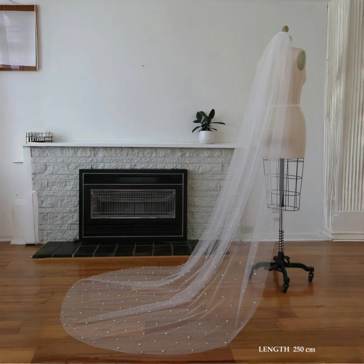 Pearls 1 Tier Soft Beaded 3M Cathedral Length Veil