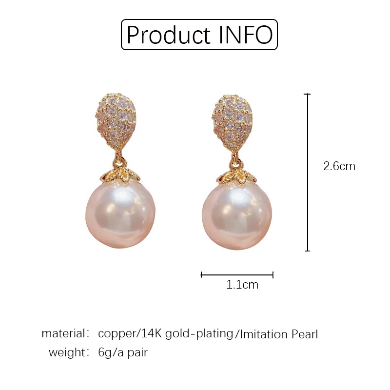 Pearl Zircon Drop Earrings Unique Wedding Party Jewelry