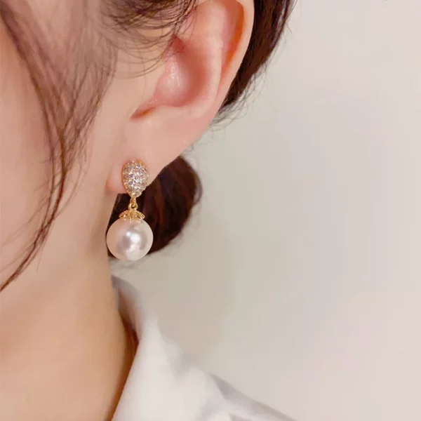 Pearl Zircon Drop Earrings Unique Wedding Party Jewelry