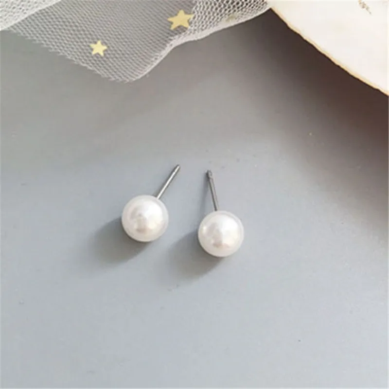 Cute Pearl Stud Earrings Wedding Engagement Jewelry