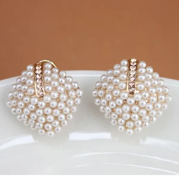 Crystal Rhinestone Pearl Vintage Stud Earrings Wedding Jewelry