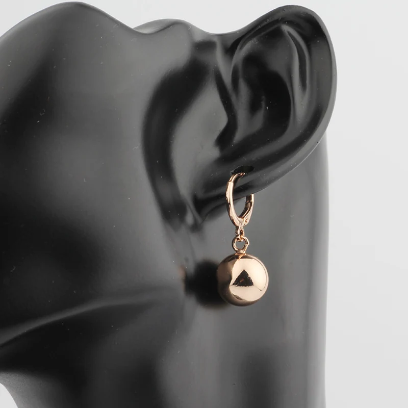 Rose Gold Ball Geometric Dangle Earrings Wedding Jewelry Set