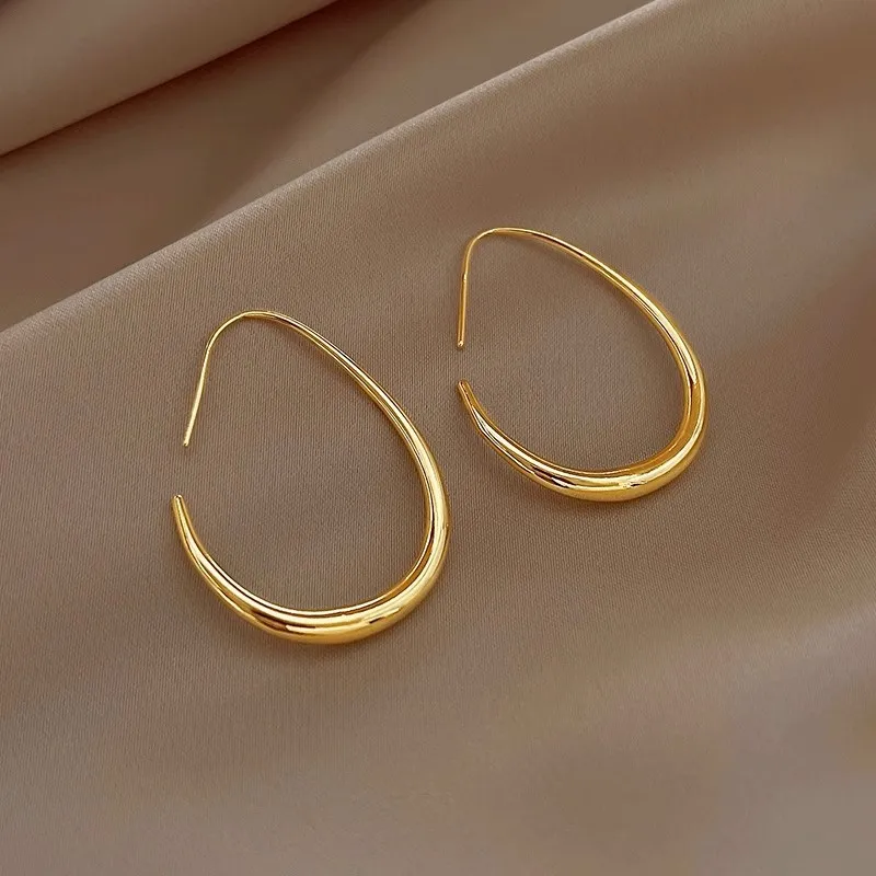 Needle Geometric Oval Hoop Earrings Wedding Jewelry