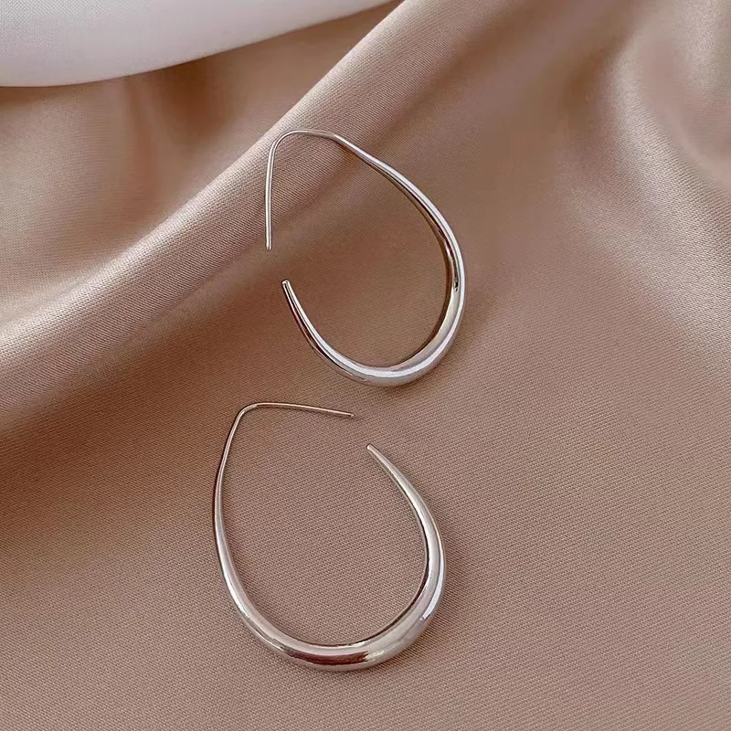 Needle Geometric Oval Hoop Earrings Wedding Jewelry