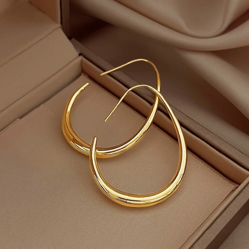 Needle Geometric Oval Hoop Earrings Wedding Jewelry