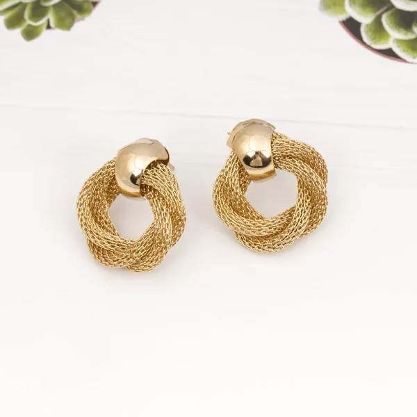 Vintage Metallic Twisted Weaving Round Circle Dangle Earrings Wedding Jewelry