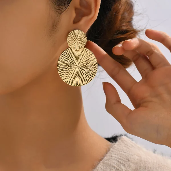 Bohemia Geometric Metal Round Earrings Wedding Jewelry