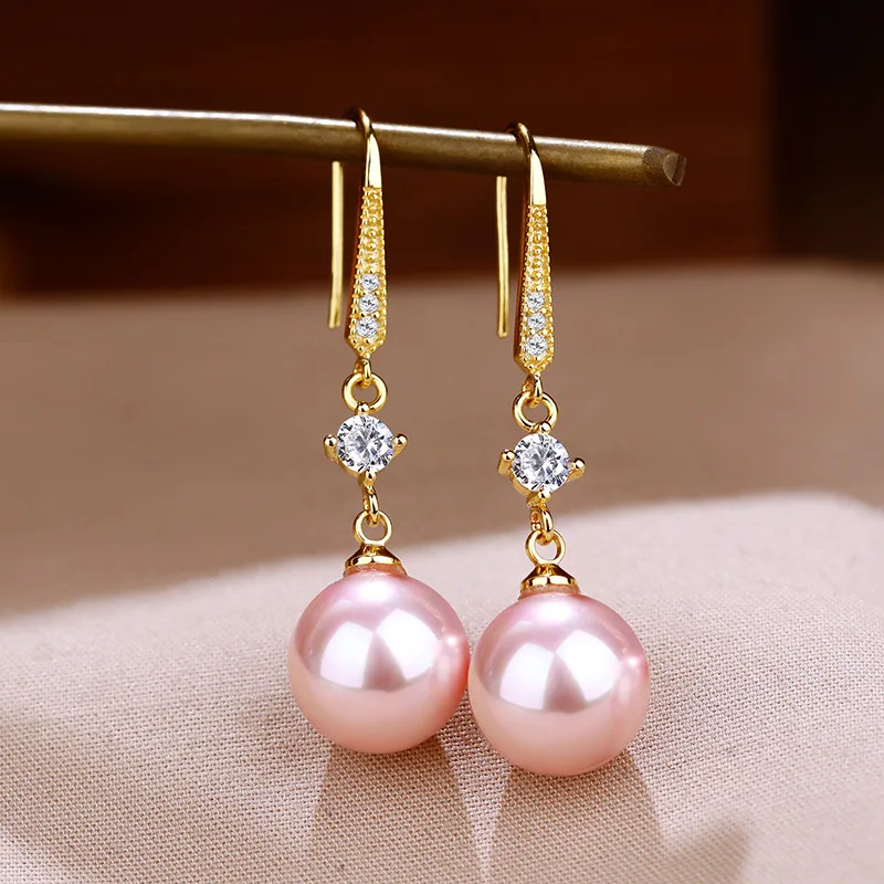 Zircon Pearl Dangle Earrings Bridal Engagement Wedding Party Jewelry