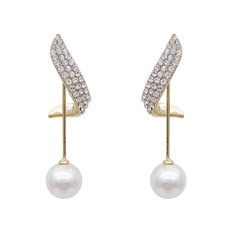 Elegant Pearl Crystal Long Tassel Drop Earrings Wedding Jewelry