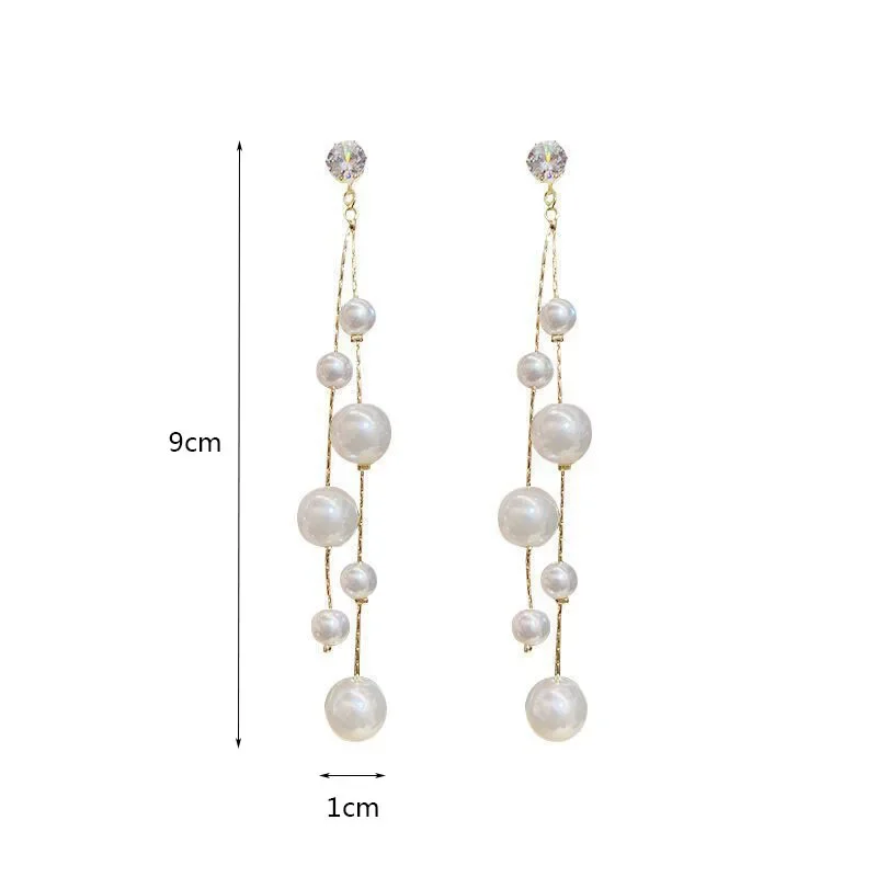 Pearl Shiny Zircon Earrings Wedding Jewelry