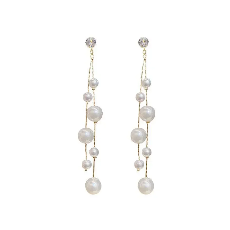 Pearl Shiny Zircon Earrings Wedding Jewelry