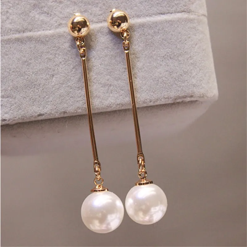 Long Tassel Pearl Drop Earrings Wedding Jewelry