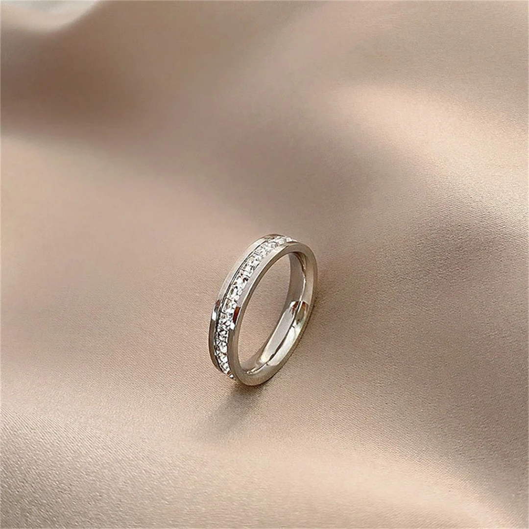 Rose Gold Double Rowed Square Zircon Ring Engagement Wedding Jewelry