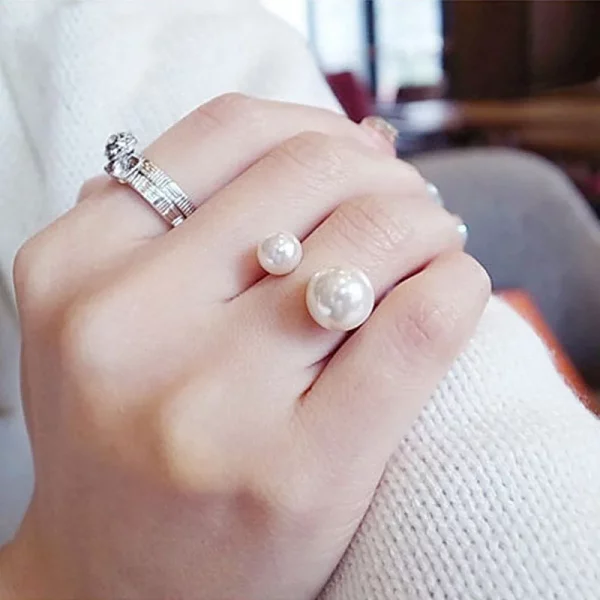 Pearl Adjustable Wedding Engagement Ring