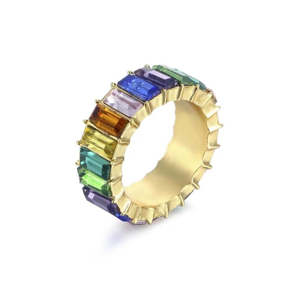 Rainbow Cubic Engagement Ring