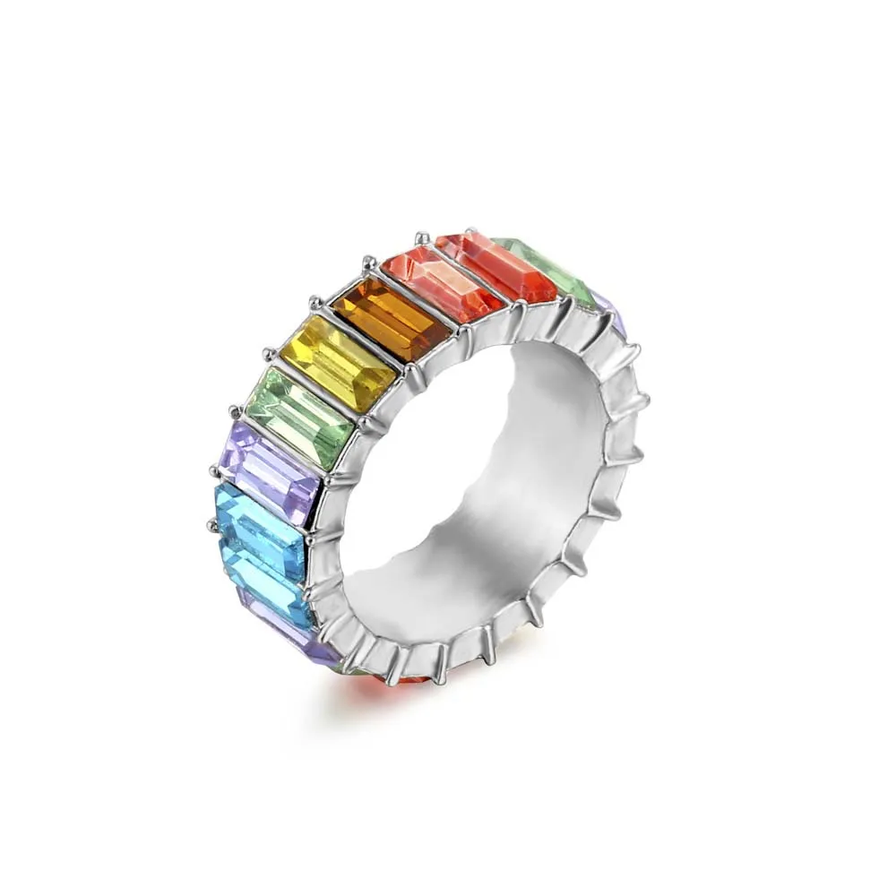 Rainbow Cubic Engagement Ring